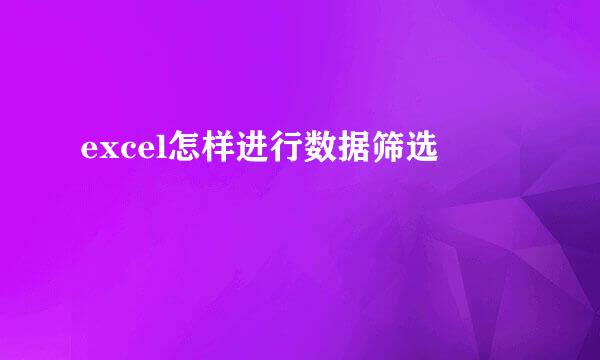 excel怎样进行数据筛选