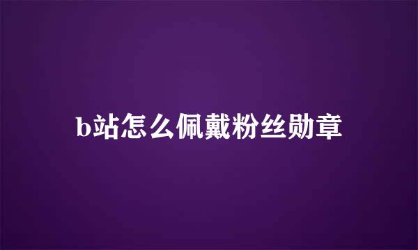 b站怎么佩戴粉丝勋章