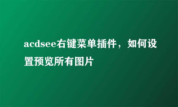 acdsee右键菜单插件，如何设置预览所有图片