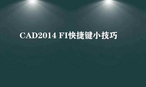 CAD2014 FI快捷键小技巧