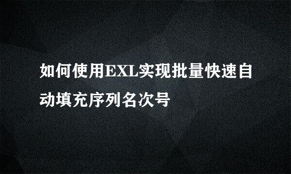 如何使用EXL实现批量快速自动填充序列名次号