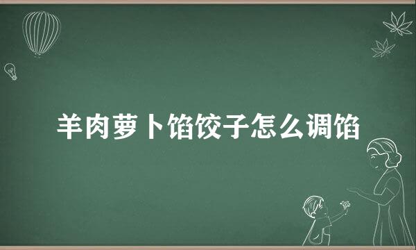 羊肉萝卜馅饺子怎么调馅