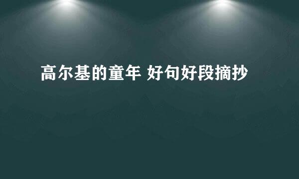 高尔基的童年 好句好段摘抄