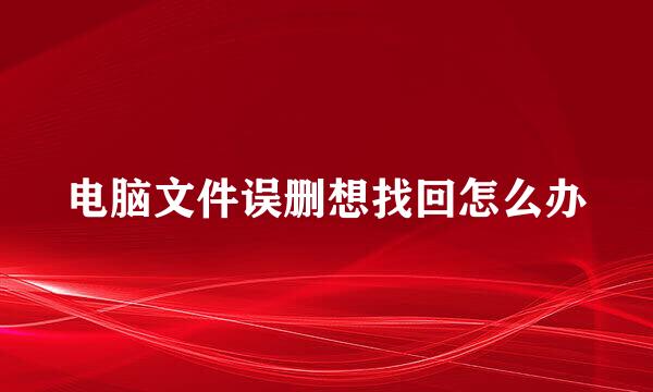 电脑文件误删想找回怎么办