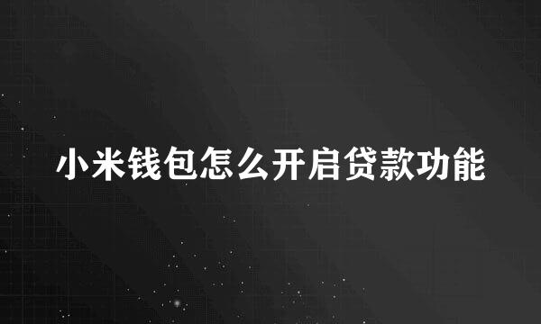 小米钱包怎么开启贷款功能