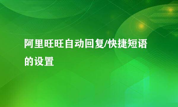 阿里旺旺自动回复/快捷短语的设置