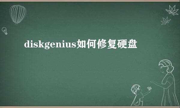 diskgenius如何修复硬盘