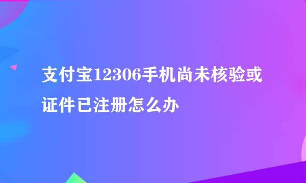 支付宝12306手机尚未核验或证件已注册怎么办