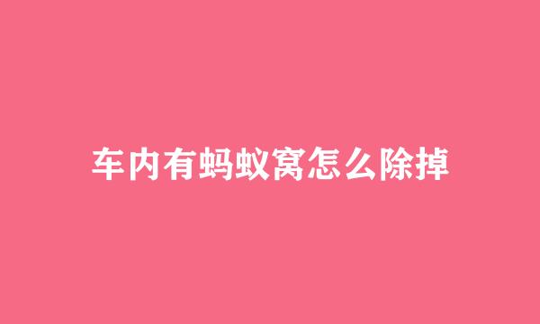 车内有蚂蚁窝怎么除掉