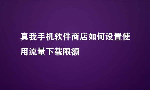 真我手机软件商店如何设置使用流量下载限额