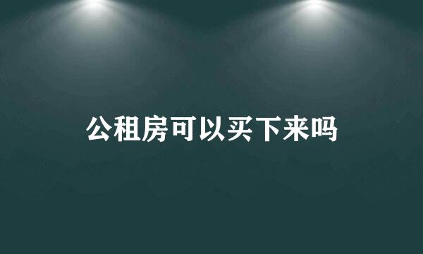 公租房可以买下来吗
