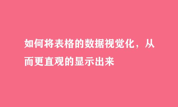 如何将表格的数据视觉化，从而更直观的显示出来