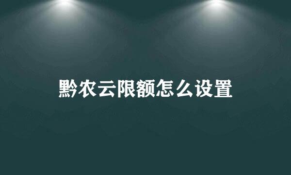 黔农云限额怎么设置