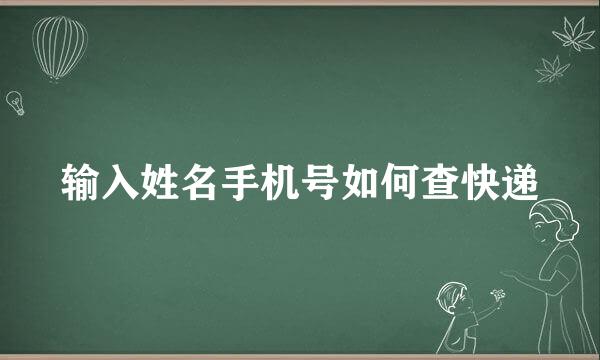 输入姓名手机号如何查快递