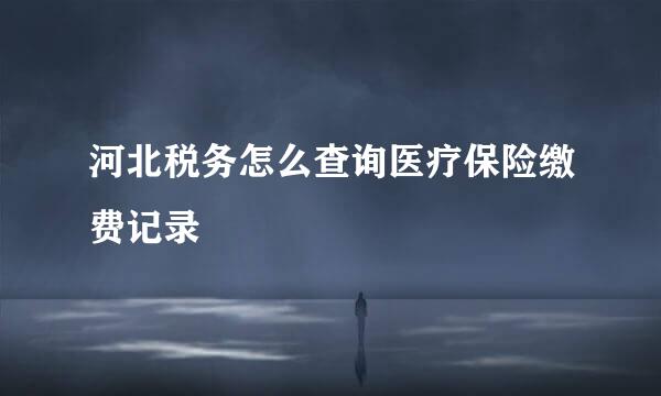 河北税务怎么查询医疗保险缴费记录