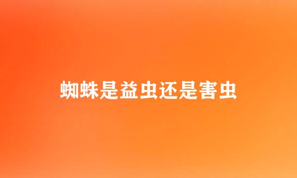 蜘蛛是益虫还是害虫