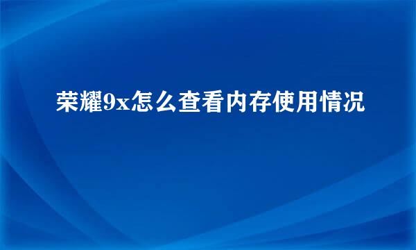 荣耀9x怎么查看内存使用情况