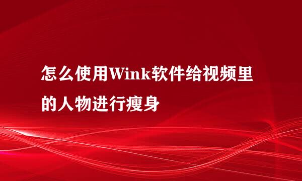 怎么使用Wink软件给视频里的人物进行瘦身