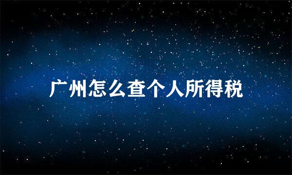 广州怎么查个人所得税