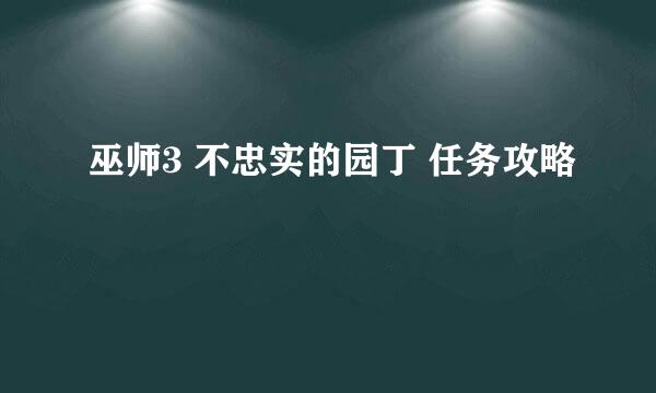 巫师3 不忠实的园丁 任务攻略