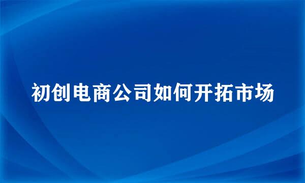 初创电商公司如何开拓市场