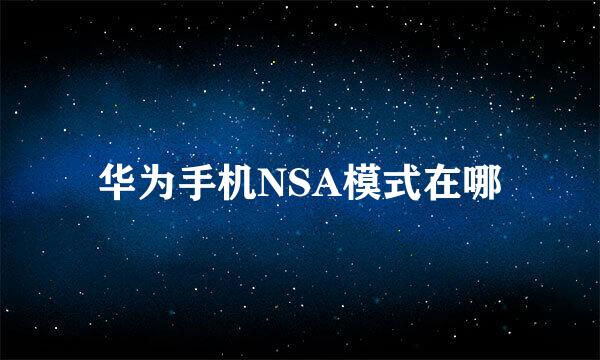 华为手机NSA模式在哪