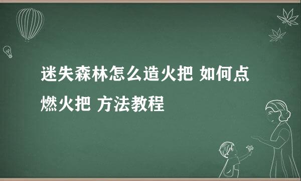 迷失森林怎么造火把 如何点燃火把 方法教程