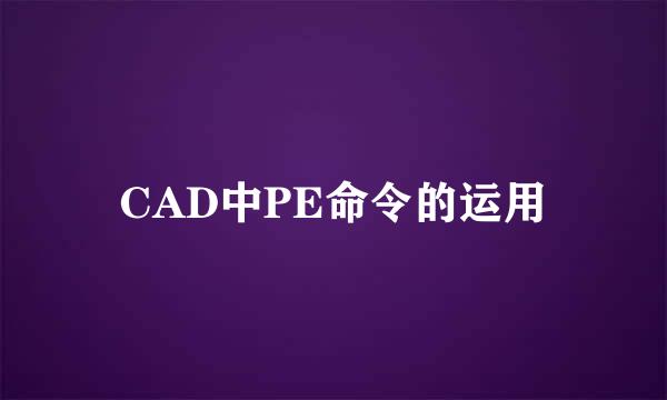 CAD中PE命令的运用