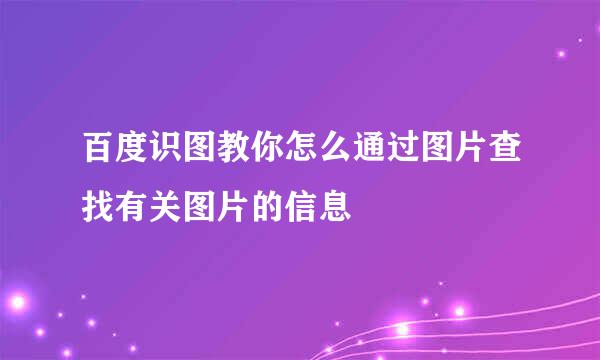 百度识图教你怎么通过图片查找有关图片的信息