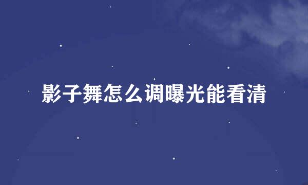 影子舞怎么调曝光能看清