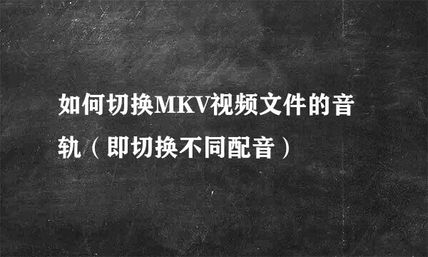 如何切换MKV视频文件的音轨（即切换不同配音）