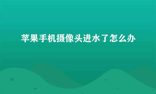 苹果手机摄像头进水了怎么办