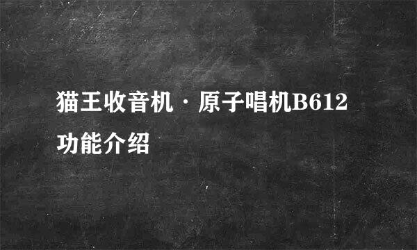 猫王收音机·原子唱机B612功能介绍