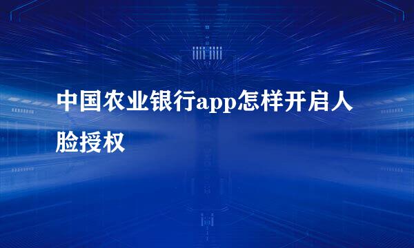 中国农业银行app怎样开启人脸授权