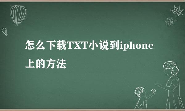 怎么下载TXT小说到iphone上的方法