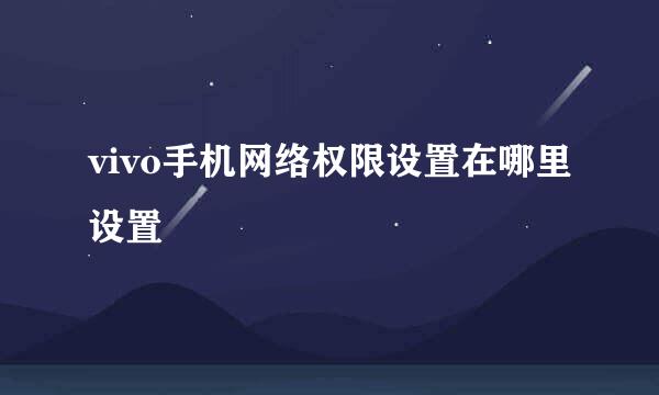 vivo手机网络权限设置在哪里设置