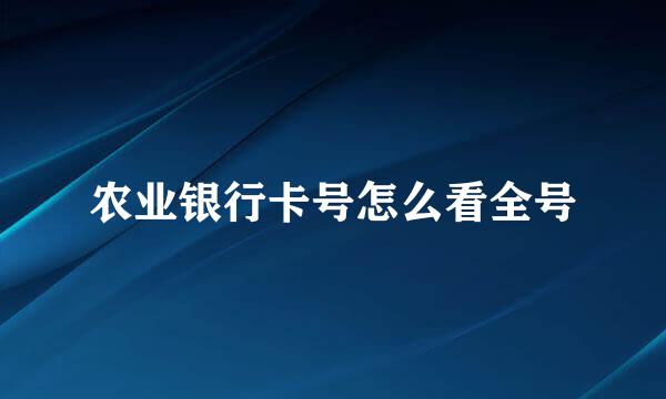 农业银行卡号怎么看全号