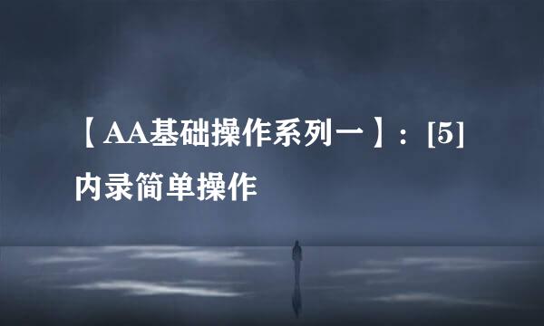 【AA基础操作系列一】：[5]内录简单操作