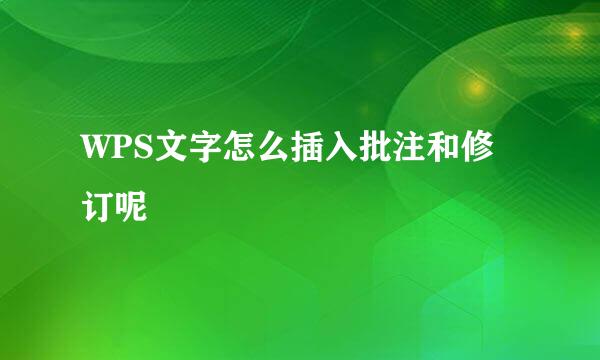 WPS文字怎么插入批注和修订呢