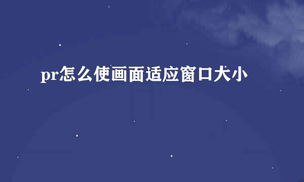 pr怎么使画面适应窗口大小
