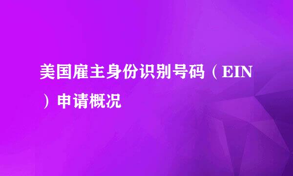 美国雇主身份识别号码(EIN)申请概况