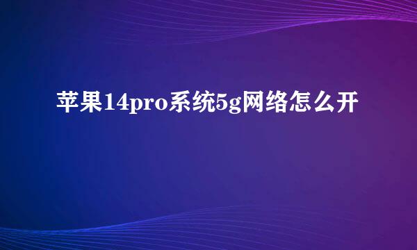 苹果14pro系统5g网络怎么开
