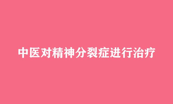 中医对精神分裂症进行治疗