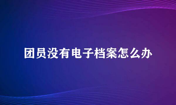 团员没有电子档案怎么办