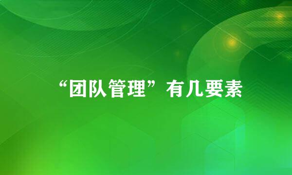 “团队管理”有几要素