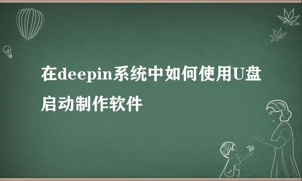 在deepin系统中如何使用U盘启动制作软件