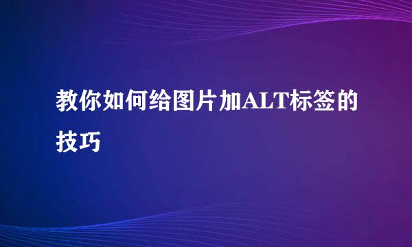 教你如何给图片加ALT标签的技巧