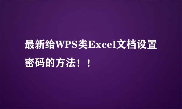 最新给WPS类Excel文档设置密码的方法！！