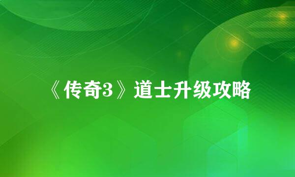 《传奇3》道士升级攻略