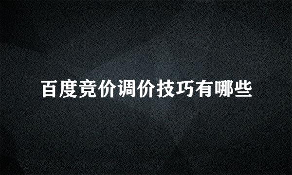 百度竞价调价技巧有哪些